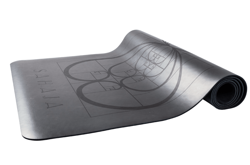 Sahaja Yoga Mat, non slip yoga mat with extra grip. Golden Ratio design to aid in alignment.