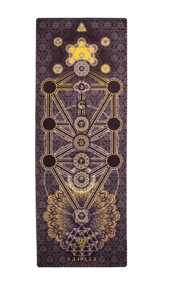 Sahaja Yoga Mats, chakra yoga mat. Beautiful printed yoga mat with the chakras and the tree of life on a yoga mat.