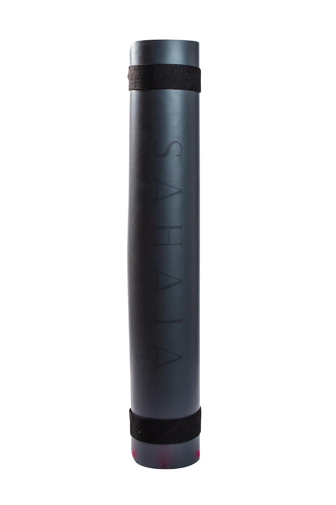 Sahaja Yoga Mats That Give Back. Super grippy yoga mat rolled up with Golden Ratio engraving