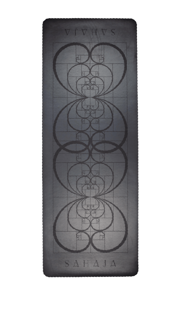 Sahaja Yoga Mat, non slip yoga mat with extra grip. Golden Ratio design to aid in alignment.